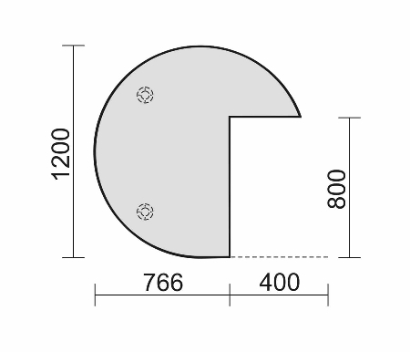Geramöbel Anbautisch C-Flex 617011 Dreiviertelkreis links mit 2 Stützfüßen höhenverstellbar