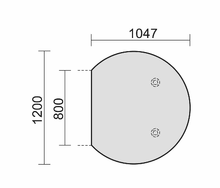 Geramöbel Anbautisch C-Flex 617207 Rund (BxT) 1047x 1200mm mit 2 Stützfüßen höhenverstellbar