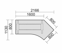 Geramöbel Elektro-Hubtisch 08F1616 PC Winkeltisch 135° Elektro Flex elektr. Höhenverstellung 650-1250mm