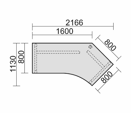 Schreibtisch 657316 4-Fuß Pro Winkel 135° rechts höhenverstellbar