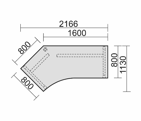 Schreibtisch 657315 4-Fuß Pro Winkel 135° links höhenverstellbar