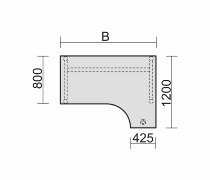 Schreibtisch 6573XX 4-Fuß Pro Winkeltisch 90° rechts höhenverstellbar
