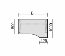 Schreibtisch 6473XX C-Fuß PRO Freiformtisch PC rechts 80/100 höhenverstellbar
