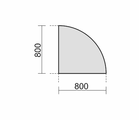 Verkettungsplatte 647108 C-Fuß PRO Eckplatte 90° rund (BxT) 80x80cm
